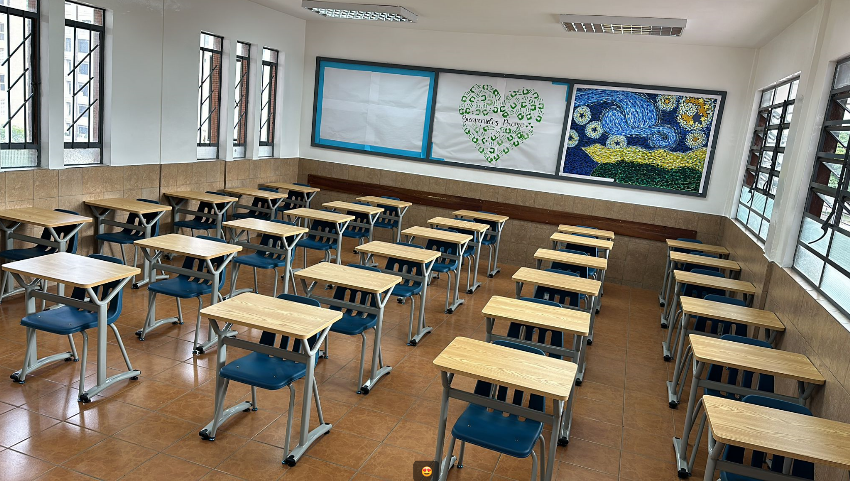 Oxford school desks and chairs installed in a classroom